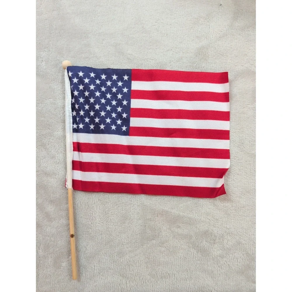 Set of Small American Flags on Wooden Sticks Patriotic Decor 4x6 Inch‎ USA Flags